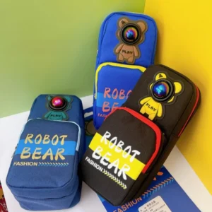 Robot Bear Pencil Pouch With Light for Kids