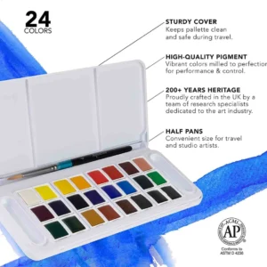 Daler Rowney Aquafine Watercolor Paint 24 Half Pan Set